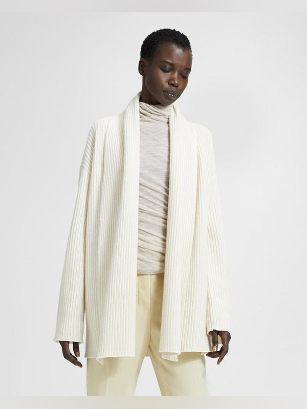 Theory Cashmere Oversized Ribbed Cardigan